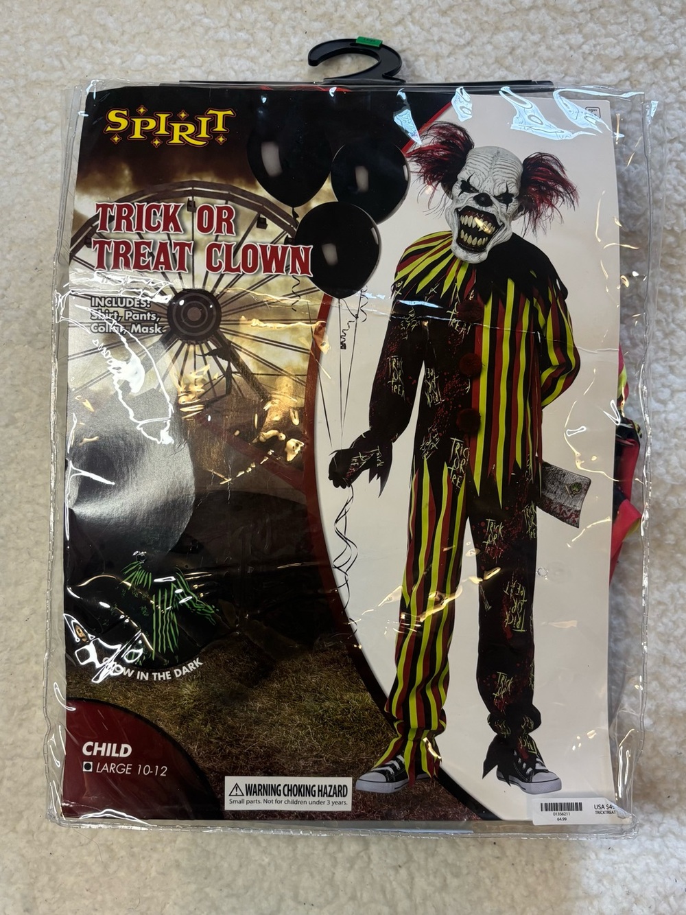 Spirit Halloween Big Kids Trick or Treat Clown Full Costume